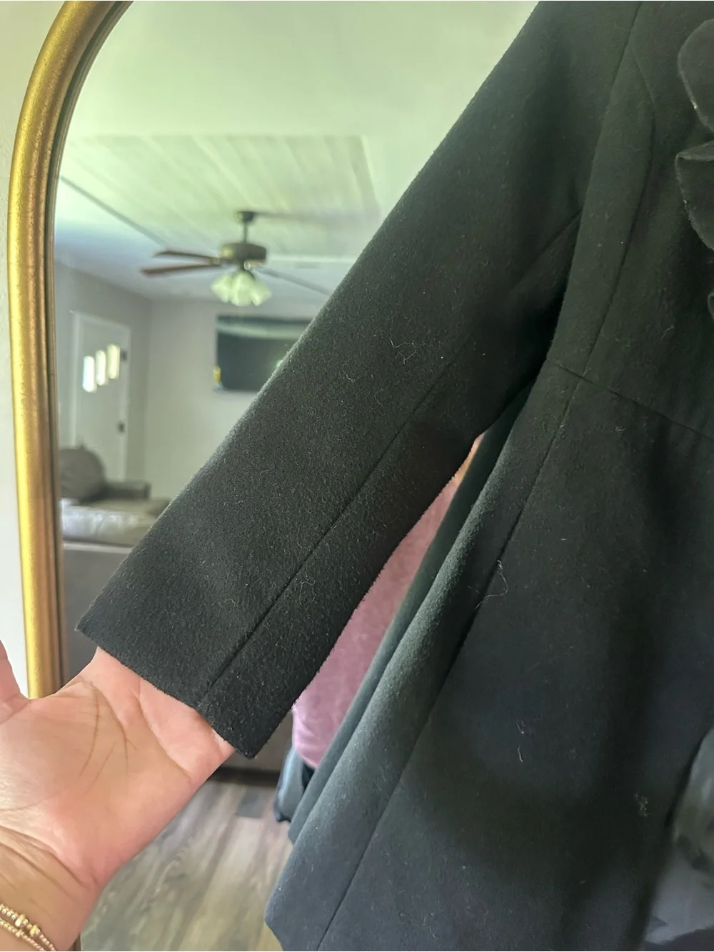 Rothschild Black Ruffled Front Trench Coat